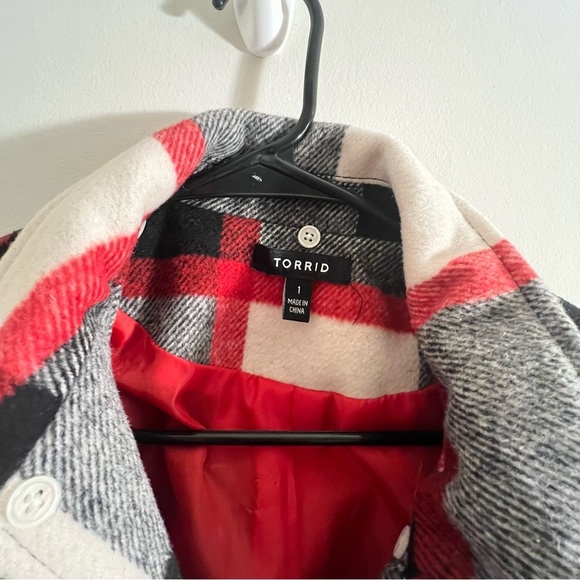 Torrid Plaid Wool Collared Bomber Jacket Size 1 - Picture 4 of 6